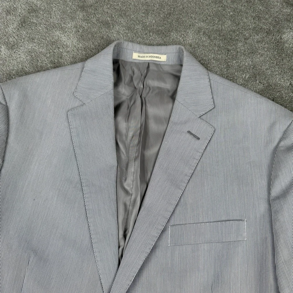 Lauren Ralph Lauren Blazer Mens 43R Cotton Nylon Gray Chalk Pinstripe Trim Fit‎